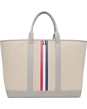 Thom Browne Rwb Stripe Medium Tool Tote - Natural
