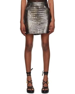 Tom Ford Silver Croc-embossed Miniskirt - Black