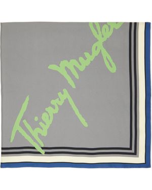 Mugler Écharpe Grise À Logo Manuscrit - Vert
