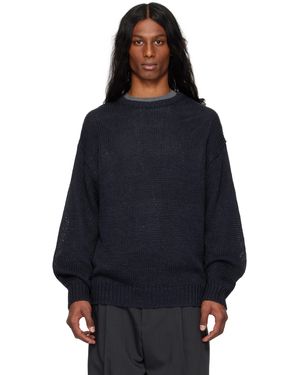 YLÈVE ネイビー European Linen Silk Basque ニットプルオーバー - ブルー