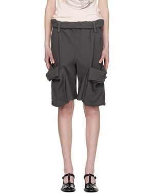 OPEN YY Rolled Waist Sweat Cargo Shorts - Black