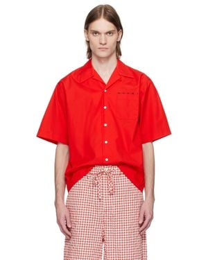 Marni Poplin Bowling Hidden Logo Shirt - Red