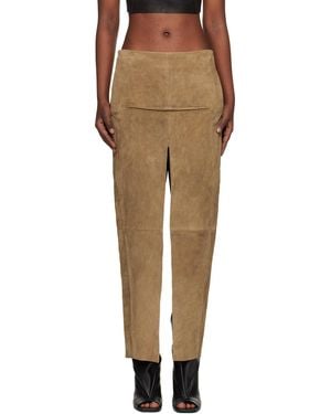 Rick Owens Tan Temple Sliced Suede Midi Skirt - Black