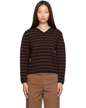 NOTHING WRITTEN Molly V-Neck Pullover Sweater - Brown