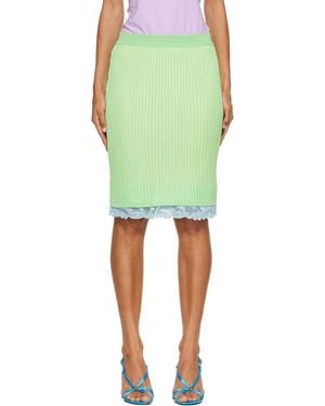 Versace Lace-Trim Viscose-Blend Ribbed Knit Midi Skirt - Green