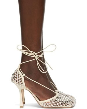 Bottega Veneta Beige Sparkle Stretch Heels - Multicolour