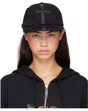 MATIERES FECALES Symbol Leather Cap - Black