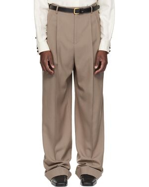 Valentino Taupe Wool Trousers - Natural