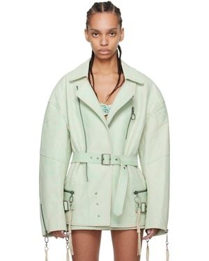 KNWLS Ssense Exclusive Nihil Leather Jacket - Green
