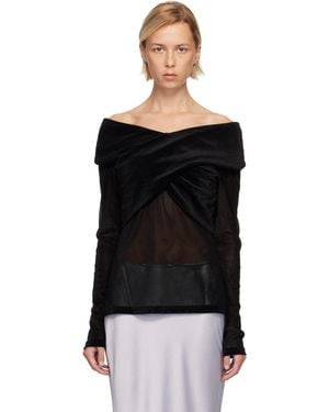 Anna Sui Velvet Mesh Off The Shoulder Top - Black
