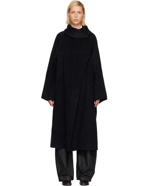 LE17SEPTEMBRE Manteau Long Noir Fait À La Main À Col Droit