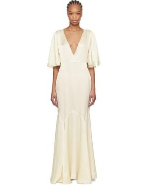 Bode Robe Longue Claret Blanc Cassé En Satin - Noir