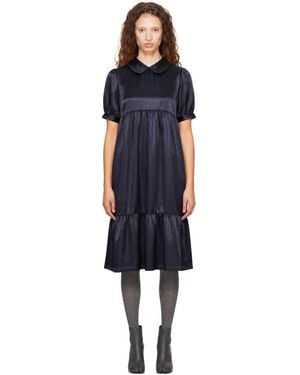 Comme des Garçons Thin Satin Garment Washed Midi Dress - Blue