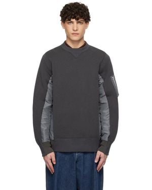 Sacai グレー Sponge Sweat X Nylon Twill プルオーバー スウェットシャツ - ブルー