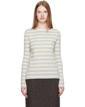 AURALEE Gradient Stripe Jersey L/S T-Shirt - White