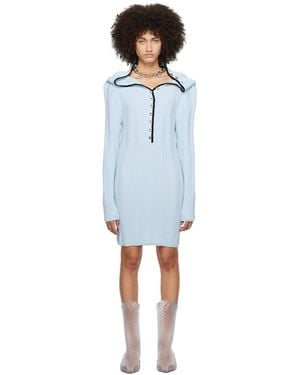Y. Project Blue Ruffle Necklace Minidress - Black