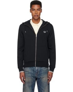 Fred Perry Zip Through Hoodie - Black