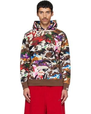 A Bathing Ape Hybrid Camo Shark Pullover Hoodie - Red