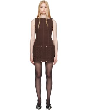Marine Serre ブラウン Moon Jacquard ツイル ミニワンピース - ブラック