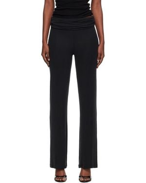 AYA MUSE Pantalon Noir À Effet Ruché À La Taille Repliée