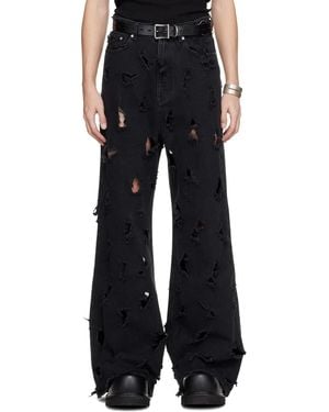 MATIERES FECALES Destroyed Jeans - Black