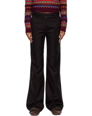Dries Van Noten Wool Herringbone Pants - Black
