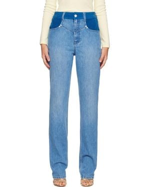 Stella McCartney Corduroy Panel Slim-Leg Jeans - Blue
