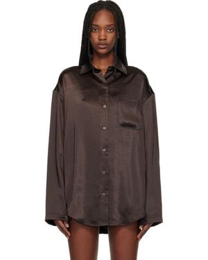 Skims Lightweight Satin Oversized Shirt - Brown