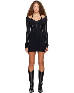 Dion Lee Black & Navy Snakeskin Column Minidress
