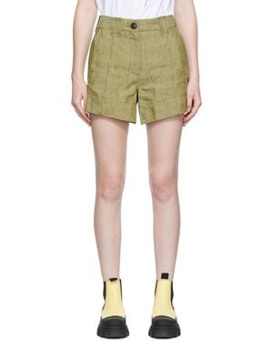 Ganni リネン ショートパンツ - グリーン
