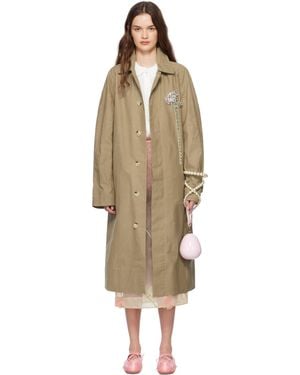 Simone Rocha Embellished Carnation Car Coat - Black
