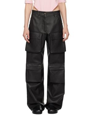 MSGM Pocket Faux-leather Cargo Trousers - Black