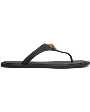 Versace Alia Rubber Flat Sandals - Black