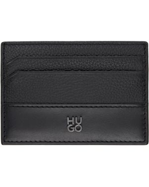 HUGO Stacked-Logo Trim Card Holder - Black