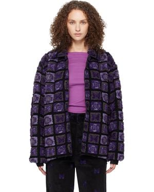 Needles Papillon Plaid Pile Jacket - Purple