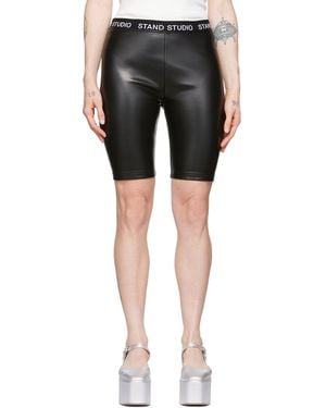 Stand Studio Black Zora Faux-leather Shorts