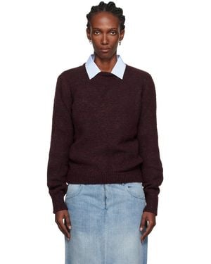 Maison Margiela Burgundy Crewneck Sweater - Red