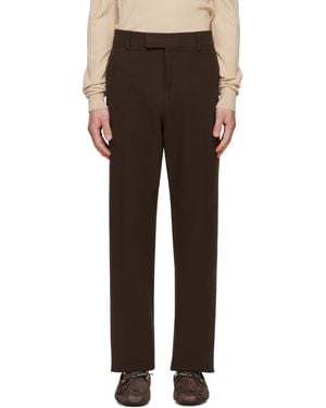 Ferragamo Cotton Blend Chino Trousers - Brown