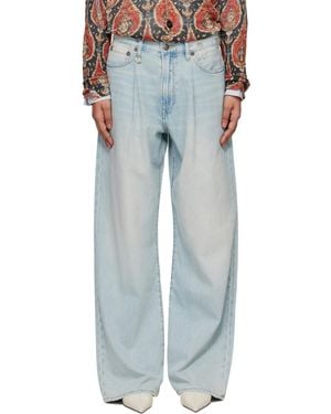 R13 Wide Leg Damon Pleated Jeans - Blue