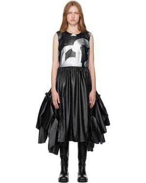 Comme des Garçons Faux Leather Printed Midi Dress - Black