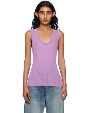 Versace Haut Mauve En Tricot Côtelé - Violet