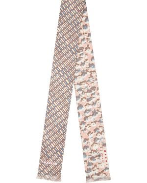 Marni Contrast Prints Scarf - Natural