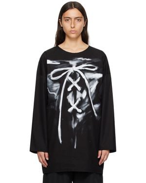 we11done Raw Edge Long Sleeve T-Shirt - Black