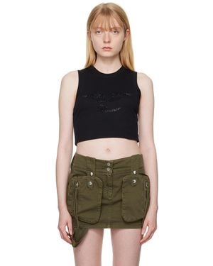 Blumarine Crystal-Cut Tank Top - Black