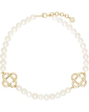 CASABLANCA Medium Pearl Logo Necklace - Metallic
