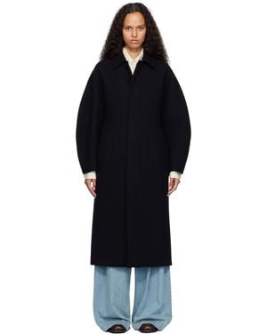 AURALEE Sponge Wool Melton Soutien Collar Coat - Black
