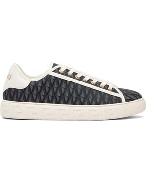 Versace Greca Jacquard Canvas Trainers - Black