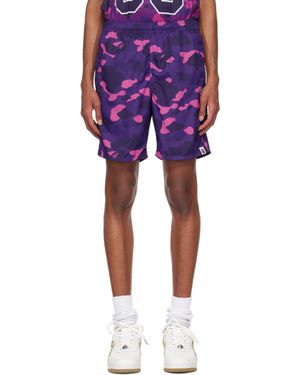 A Bathing Ape Colour Camo Ape Head One Point Swim Shorts - Purple