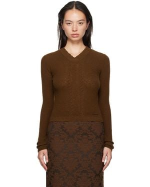 ShuShu/Tong Wool-Blend Cable-Knit Jumper - Brown