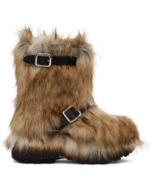Sacai Faux-Fur Boots - Brown